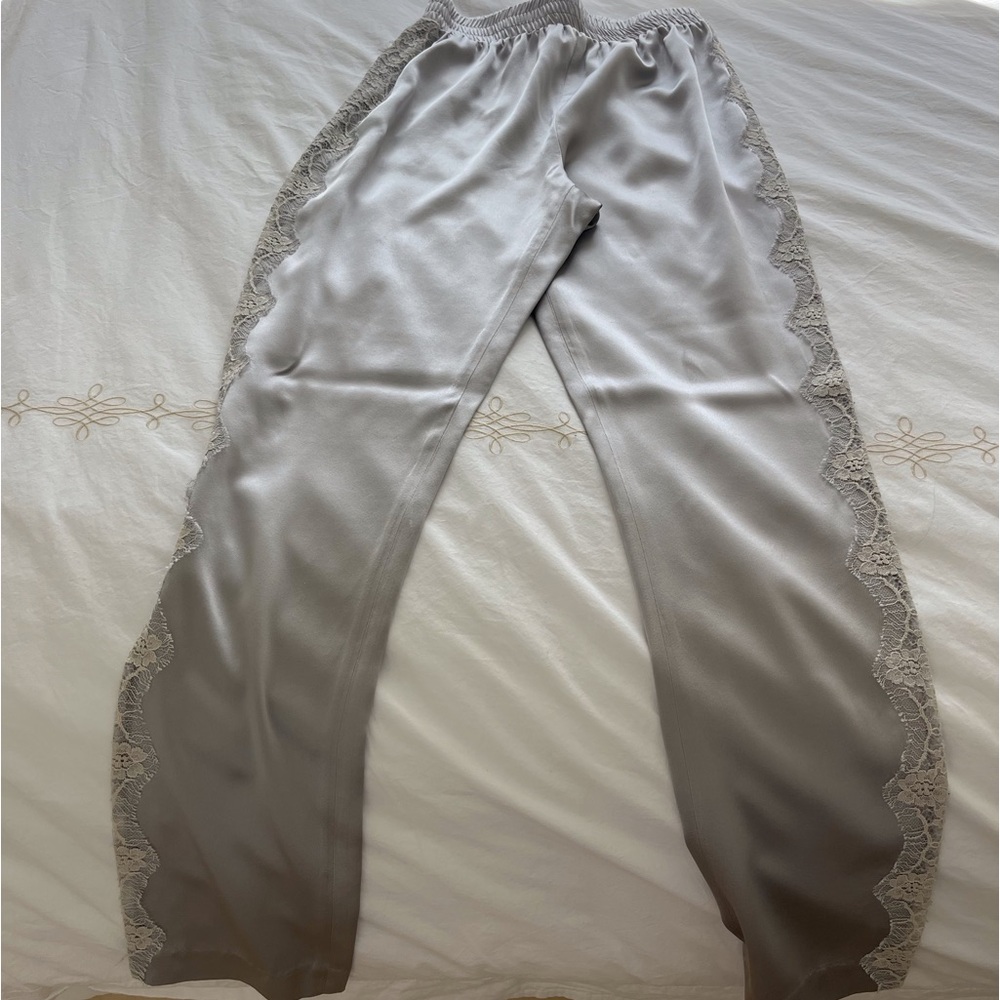 Silver Fleur du Mal Silk Sexy Lounging Pants. Size XS. Good used condition.